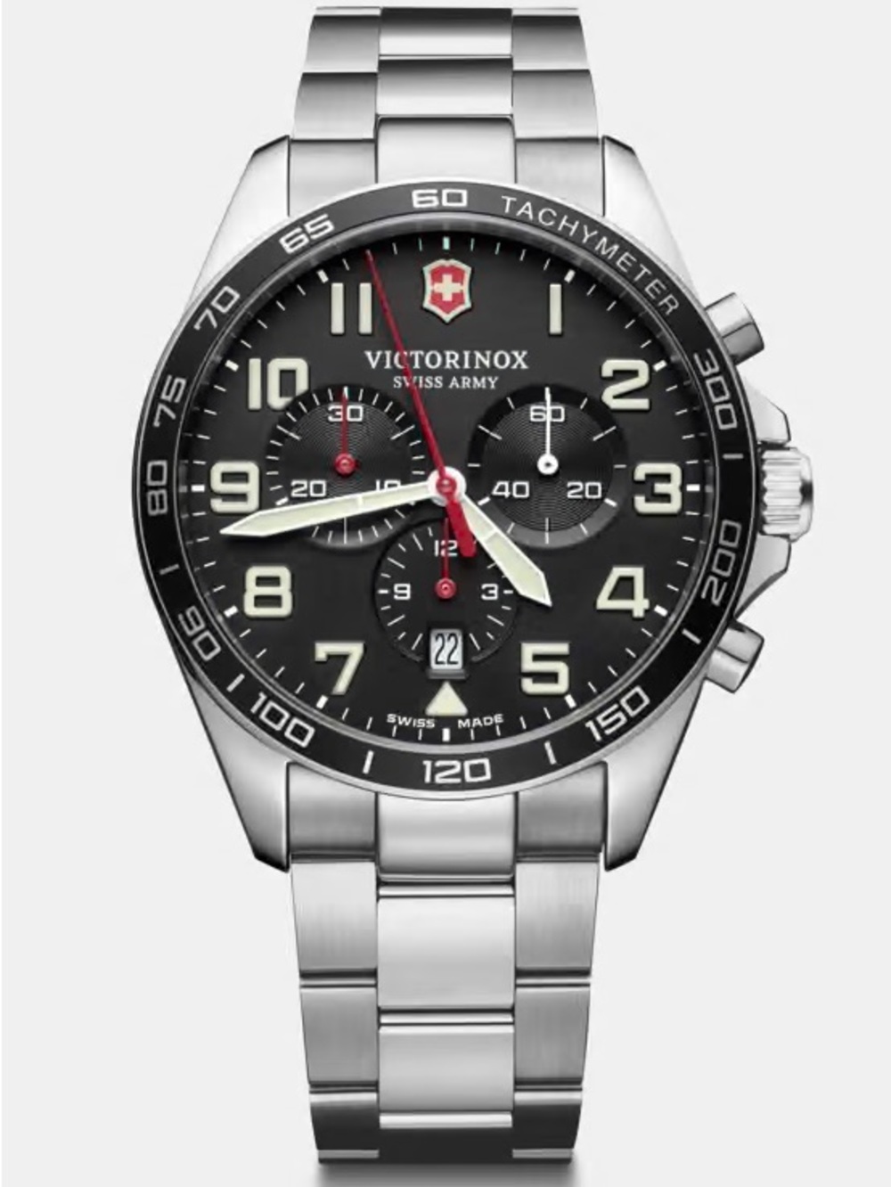 Victorinox Swiss Army Stainless Steel Chronograph Watch - Black Dial
